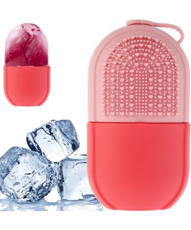 Ice Roller Skin Beauty Ice Facial Roller Portable Silicone Skin Care Face Ice Mold Reusable Multifunctional Brighten Lubricate Remove Fine Lines Facial Treatment for Face Eyes Neck .(Pink)