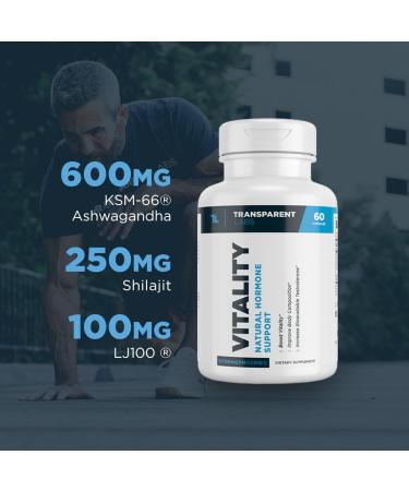 Vitality Testosterone Booster - Powerful Men's Supplement with Ashwagandha Shilajit & DIM for Strength & Enhanced Testosterone - 60 Count - Buy Online on GoSupps.com