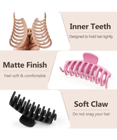 LuSeren Hair Clips for Women 4.3 Inch Large Hair Claw Clips for Women Thin Thick Curly Hair Big Matte Banana Clips Strong Hold Jaw Clips (Multi Color) Beige Pink Green Khaki Brown Black - Buy Online on GoSupps.com