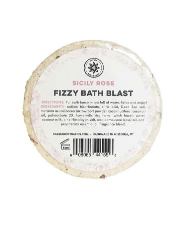 Sicily Rose All-Natural Fizzy Bath Blast - Vegan Bath Bomb Made with Pure Essential Oils to Help You Relax  Hypoallergenic  Plant-Derived  Handmade in USA by DAYSPA Body Basics
