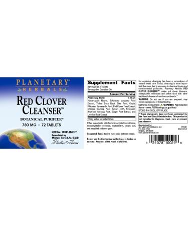 Planetary Herbals Red Clover Cleanser Tablets - 72 Count - Buy Online on GoSupps.com