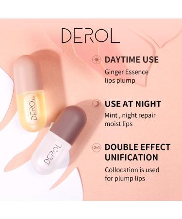 Natural Lip Plumper Serum Set - Enhance, Hydrate & Plump Lips with Glossy Finish - Day & Night Lip Care Mask - 2PCS - Buy Online on GoSupps.com