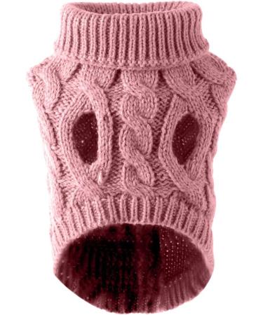 Cozy Dog Roll Collar Sweater - Pink Winter Coat for Small Medium & Large Dogs | Thick Knitting for Pets & Cats - Size M - Buy Online on GoSupps.com