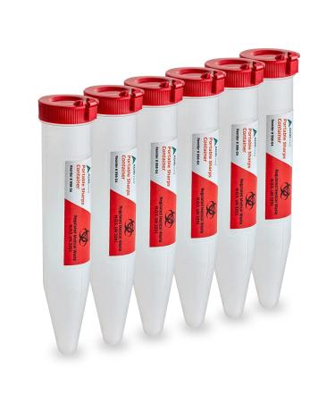 AdirMed Sharps Shuttle Container with Locking Mechanism - 6 Pack 6 Count (Pack of 1) Tubes