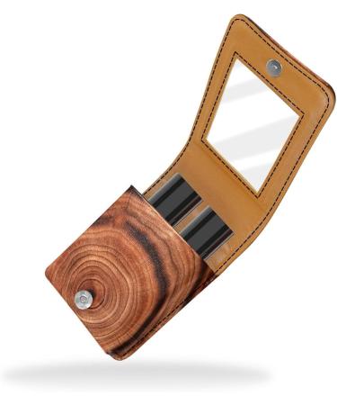 Travel Lipstick Organizer Case - Portable Makeup Bag with Mirror | Plant Annual Rings Pattern | International Shipping Available - Buy Online on GoSupps.com
