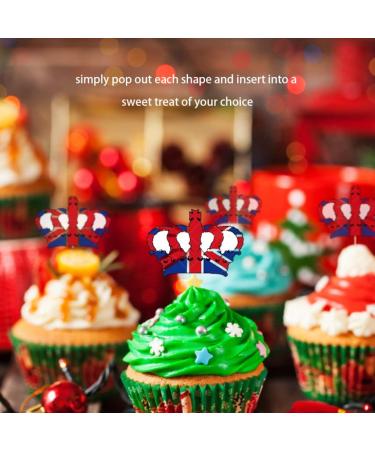 King Charles Coronation Decorations 80Pcs Crown Shaped Coronation Cake Decorations Cupcake Toppers Cake Toppers Union Jack Cake Decorations for King Charles the Third Street Party 13 x 5cm - Buy Online on GoSupps.com