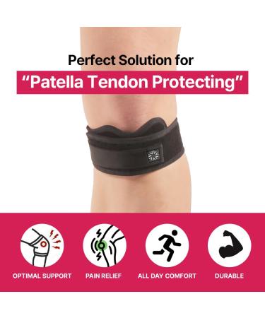 Wide & Soft Patella Strap Knee Brace - Fast Recovery & Muscle Fatigue Relief - Adjustable for All Exercises (Right - Buy Online on GoSupps.com