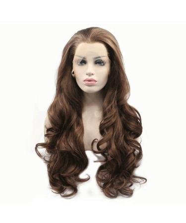 Buy 6# Dark Brown Lace Front Wig for Drag Queens & Women - High Temperature Synthetic Hair Natural Hairline 55.9 cm - Perfect for Parties & Weddings - Buy Online on GoSupps.com