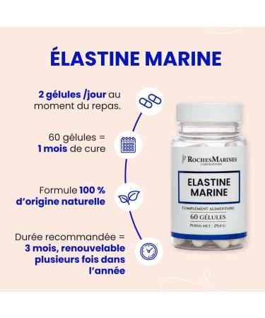 Roches Marines - Marine Elastin Dietary Supplement - Skin Flexibility - Skin Elasticity - 60 Capsules - Developed in France - Buy Online on GoSupps.com