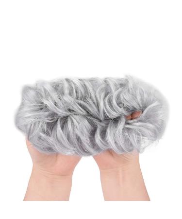 2PCS HOOJIH Messy Bun Hair Piece Silver Gray | Updo Hair Extensions for Women Girls | Large & Medium Tousled Bun Curly Wavy Ponytail Scrunchies - Buy Online on GoSupps.com