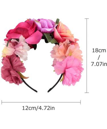 FRCOLOR Mexican Floral Headband for Women Halloween Flower Crown Hair Hoop Rose Headband for Cosplay Party(Purple) 18x12cm Pink - Buy Online on GoSupps.com
