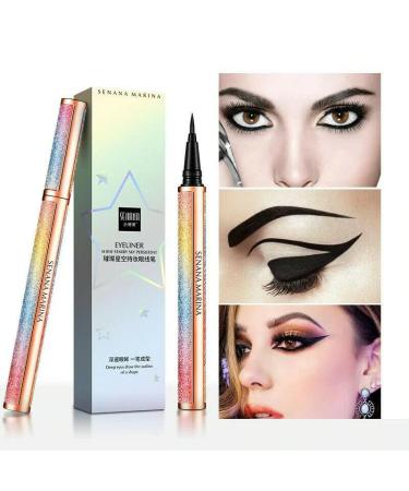 SENANA MARINA 4D Silk Fiber Lash Mascara & Eyeliner Set - Black Liquid Eyeliner Pencil/Waterproof Mascara for Volume and Length - No Clumping - Buy Online on GoSupps.com