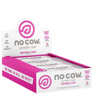 No Cow Protein Bar Birthday Cake 12 Bars 2.12 oz (60 g) Each