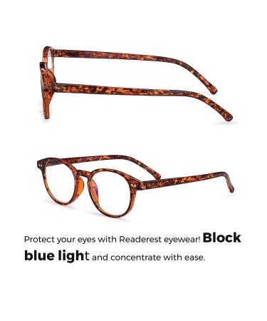 Readerest Round Blue Light Blocking Reading Glasses - Tortoise 3.75x Magnification Anti-Glare & UV Protection - Stylish for Men & Women - Buy Online on GoSupps.com