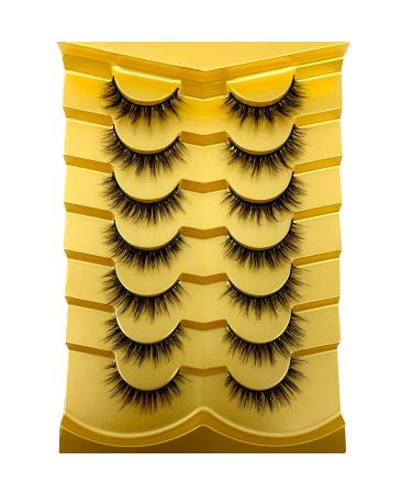 HBZGTLAD Eyelashes Natural Faux Mink Lashes Cat Eye 6D Fluffy Eyelash Natural short payment Lashes 7 Pairs Pack (DM-B2)