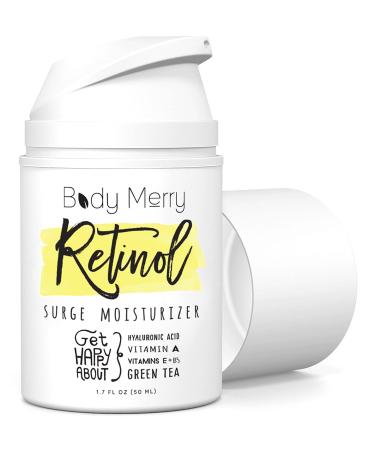 Body Merry Retinol Cream & Moisturizer for Face  Body & Eyes w Hyaluronic Acid for Anti Aging  Wrinkles & Acne  Use Day or Night! 1.7oz Retinol Moisturizer 1.7 Fl Oz (Pack of 1)