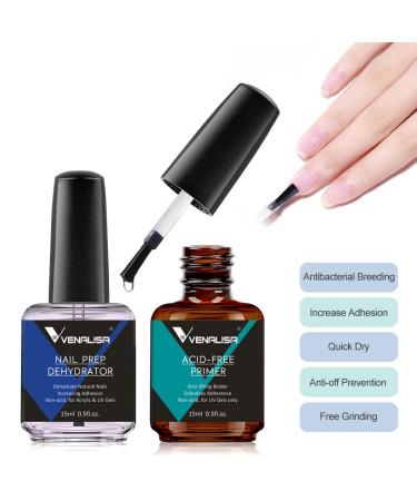 VENALISA Gel Nail Polish Set - 2Pcs 15ML Acid-Free Dehydrator & Primer for Natural Nail Prep | DIY Nail Art & Salon Quality Manicure at Home - Buy Online on GoSupps.com