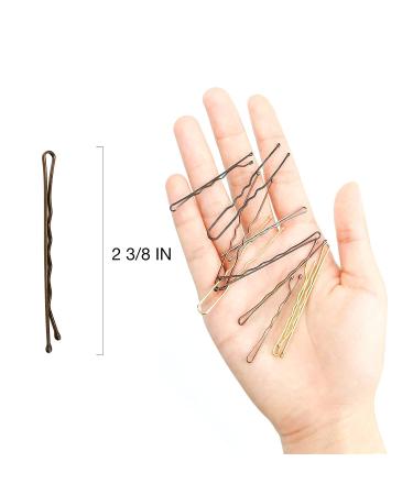 Hoyols Bobby Pin Brown Hairpins for Thick Thin Hair - 100 Count, 2.375 Inch, Secure Hold Wavy Slide Proof Gold Styling Pins for Bun Decor - Buy Online on GoSupps.com