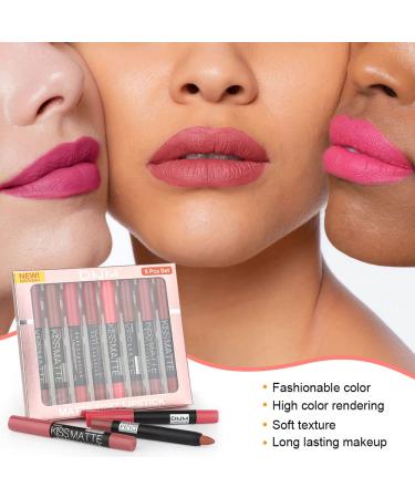 8Pcs Designer Matte Lipstick & Lip Liner Set - Nude Pink Beige to Chestnut Mauve & Ruby Red Shades - Long-Lasting 24hr Wear - Women's Lip Stick Collection (Pack of 1) - Buy Online on GoSupps.com