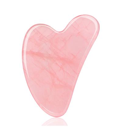 Gua Sha Facial Tool,Guasha Tool for Face,Facial and Body Massager,Natural Stones Rose Quartz,Scraping and SPA Acupuncture Therapy to Lift,Decrease Puffiness and Tighten.(Pink)