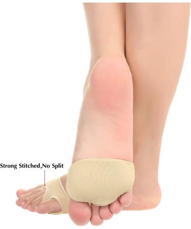 Metatarsal Pads Ball of Foot Cushion Socks (2 Pairs) | Pain Relief & Comfort for Women and Men | Invisible Forefoot Sleeve | Blister Prevention | Non-Slip Ball of Foot Covers | Medium Beige - Buy Online on GoSupps.com