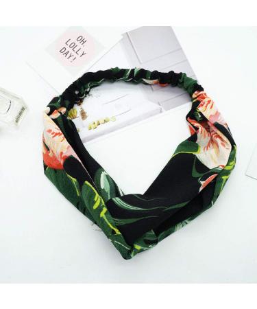Aysekone 3 Pack Elastic Tropical Beach Wind Headbands - Green Banana Leaves Printed Cross Knot Hair Accessories for Women and Girls - Buy Online on GoSupps.com