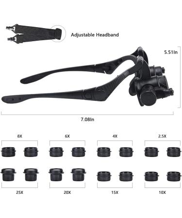 Mlogiroa Head Mounted Magnifier with LED Light | 8 Interchangeable Lens | 2.5X-25X Magnification for Close Work, Electronics, Crafts, Jewelry Repair - Buy Online on GoSupps.com