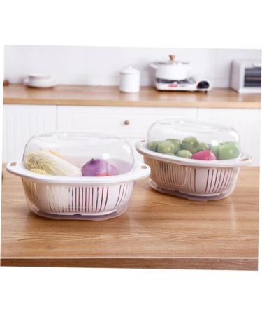 Zerodeko Lid Storage Size Vegetable Multi-Purpose Small Drain Washing Kitchen Round Basket White with Size 1 White - Buy Online on GoSupps.com