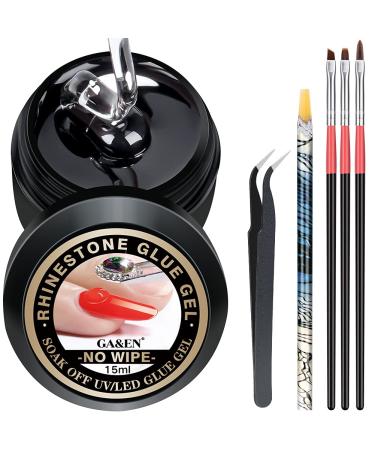 15ML NO WIPE Rhinestones Glue Gel LED Lamp Cure Needed 3 Brushes Tools 1 Rhinestones Pickup Pen 1 Tweezer Gem Stones Jewelry Diamond Beads Nail Polish Clear Decoration More Sticky&Thicker Nail Art - Buy Online on GoSupps.com
