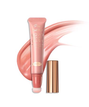 Blush Beauty Wand with Cushion Applicator for Natural-Looking, Dewy Finish - Liquid Blush for Long-Wearing, Weightless Coverage Buildable Formula - Perfectly Contoured Cheeks Every Time (01 Gentle Breeze Orange)