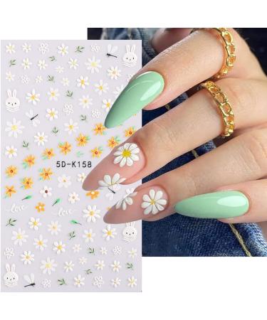 3 Sheets 5D Daisy Embossed Nail Stickers Decals Stereoscopic Flowers Leaf Nail Art Stickers Self-Adhesive Carving Design Nail Supplies Accessories for Women Girls DIY Nail Tips Design - Buy Online on GoSupps.com