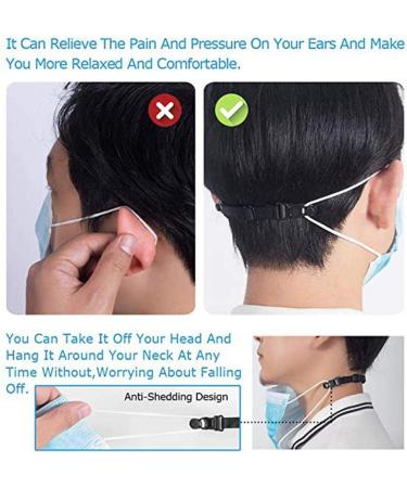 10 PCS Adjustable Ear Bandage Rope - Relief for Ear Pain & Prevention Lanyard - Unisex Black - International Shipping - Buy Online on GoSupps.com
