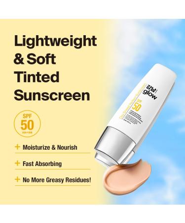 GANGNAM GLOW Day Shield Perfect Sunscreen SPF 50 - Effortless Tinted Sunscreen with Zinc Oxide Sheer Moisturizer for face Quick Absorption Broad Spectrum All Skin Types Korean Skincare 1.69 floz - Buy Online on GoSupps.com