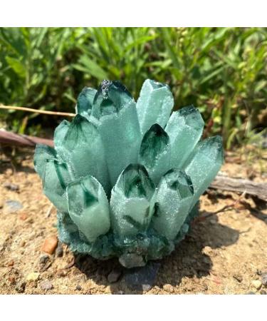 Home Decoration 300-1000g Natural Green Ghost Quartz Crystal Cluster Crystals raw Gemstone Specimen for Home&Office Decoration fengshui Stones (Size : 900-1000g)