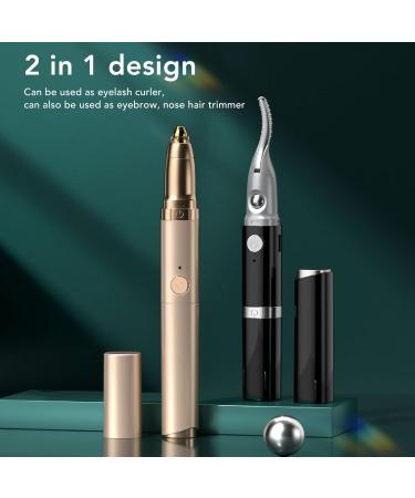 Heated Eyelash Curler 2 in 1 Rechargeable Electric Lash Curlers Fast Trimming Eyebrows & Nasal Hair Anti-Burn for Makeup Curling Eye Lashes 24 Hours Long Lasting (Champagne - Buy Online on GoSupps.com