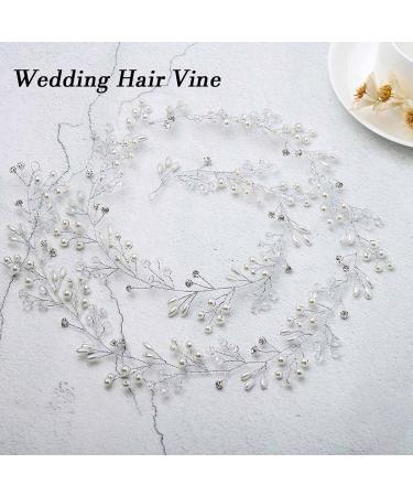 GENBREE Rhinestone Wedding Hair Vine Bridal Headband - Silver Bride Hair Accessories (19.7in) - Buy Online on GoSupps.com