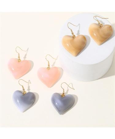Buy Feyley Earrings - 3 Pairs Korean Fashion Minimalist Hook Vintage Y2K Peach Heart Party Jewelry for Women & Girls - Buy Online on GoSupps.com
