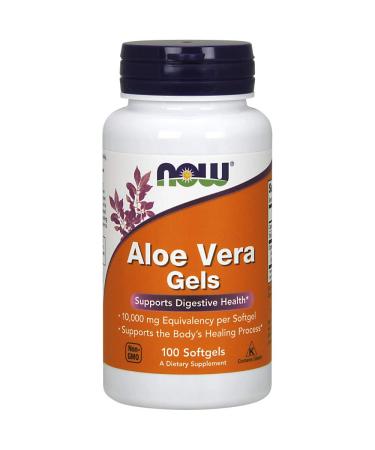 NOW Aloe Vera Gels, 10000mg, 100 Softgels (Pack of 3)