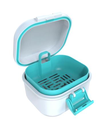 ARGOMAX leak -proof prosthesis box sustainable input dentistry dose denture box with sieve for dentures and braces (white + cyan). - Buy Online on GoSupps.com