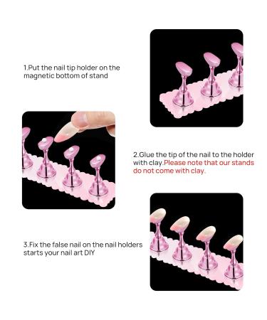 LADYING Acrylic Nail Practice Stand - 2 Sets of Gradient Pink Fake Nail Art Holders for DIY & Salon - Magnetic Display Tools for Beginners - Buy Online on GoSupps.com