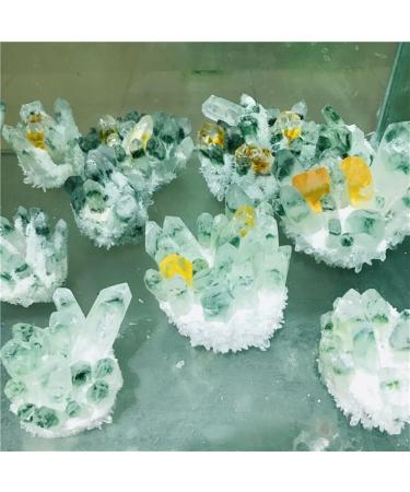 Crystal Rough Home Decoration Quartz Cluster Natural Green Ghost Crystal Cluster Inlaid with Yellow Specimen Stones (Size : 900-1000g) - Buy Online on GoSupps.com