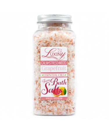 Bath Salts for Women  Relaxing Sea Salt Bath Soak with Moisturizing Almond Oil and Essential Oils  Made in The USA by Luxiny  16 oz. (Grapefruit)
