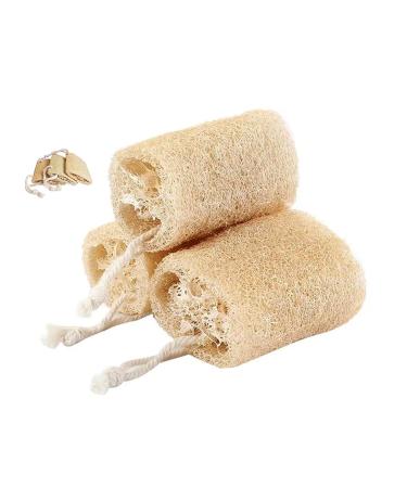 Natural Shower Loofah Sponge Organic Loofah Loofah Body Brush Natural Mesh Sponge Exfoliating Body Scruber for Removing Body Stains and Skin Deep Oil Unclog Pores 3 pcs