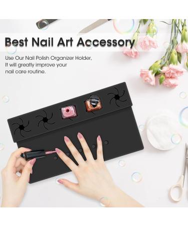 Nail Polish Holder Silicone 2 in 1 Organizer Case Set with Hand Rest Mat - Black - Buy Online on GoSupps.com
