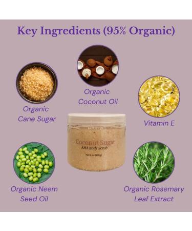 Season Jane Organic Coconut Sugar AHA Body Scrub 6oz. For Collagen Acne Prone and Sensitive Skin. Made in USA. Vegan Gluten/Phthalates/Parabens Free - Buy Online on GoSupps.com
