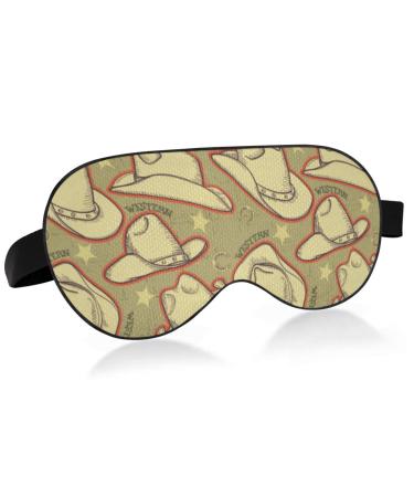 Cowboy Hats Western Eye Mask for Sleep Light Blocking Funny Sleeping Mask with Adjustable Strap Soft Lightweight Eye Cover Blindfold for Men Women Work Travel Naps