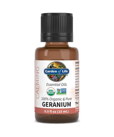 Garden of Life Essential Oil Geranium 0.5 fl oz (15 mL) 100% USDA Organic & Pure Clean Undiluted for Diffuser Aromatherapy Meditation - Balance Relaxation Calming Floral Aromatic (103255)