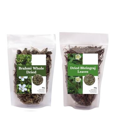 Brahmi & Bhringraj Dry Leaves | for Scalp & Hair Care | 50g Pack of 2