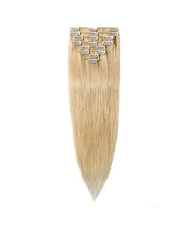 SEGO Clip-in Human Hair Extensions - 8 Pcs Remy Light Blonde #613 - 56 cm (75g) - Natural Straight Hairpiece for Effortless Volume - Buy Online on GoSupps.com